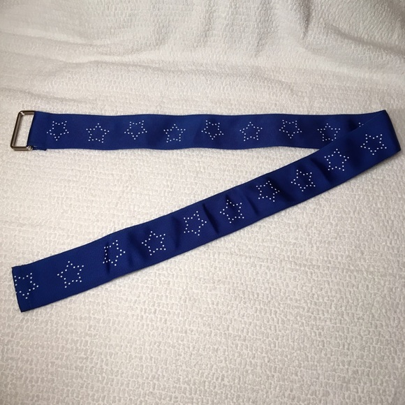 SOLD✨NWOT Vintage Royal Blue Stars D-Ring Belt - Picture 4 of 8